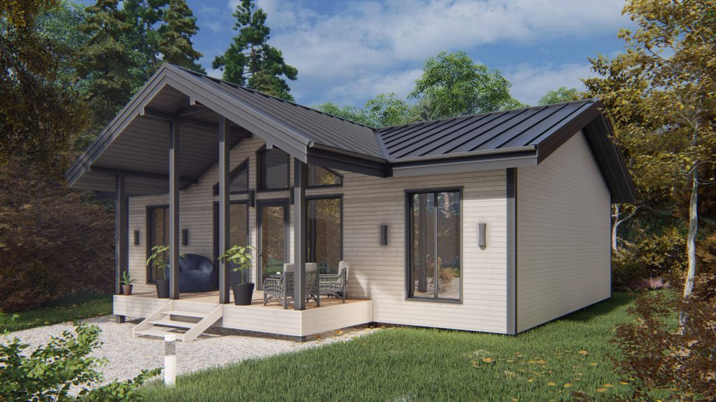 Красивый каркасный дом на сваях на 100 квадратов в скандинавском стиле от СК "Загородом"